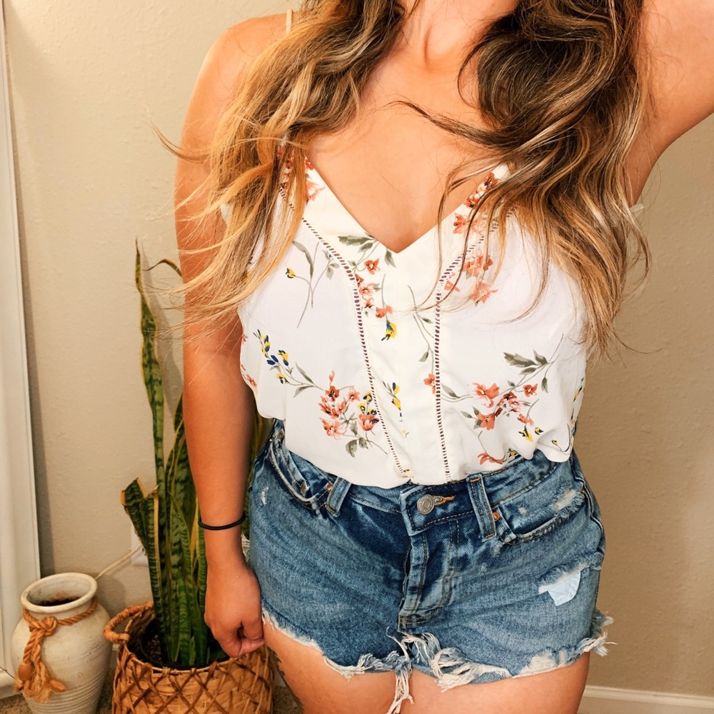 White floral blouse